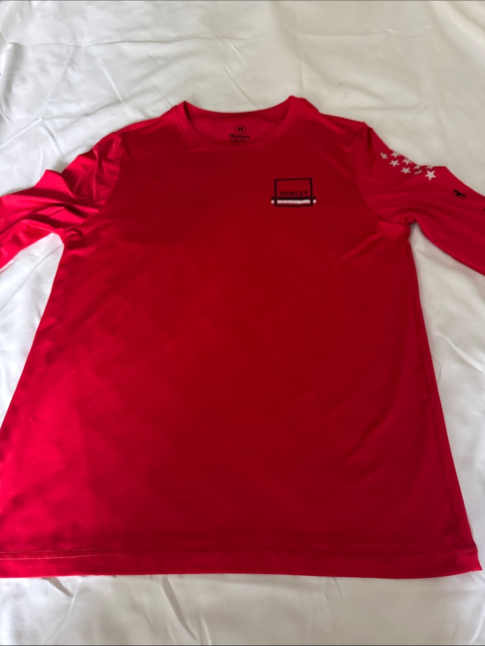 Hurley Men’s Red Long Sleeve Crew with Sleeve Stars